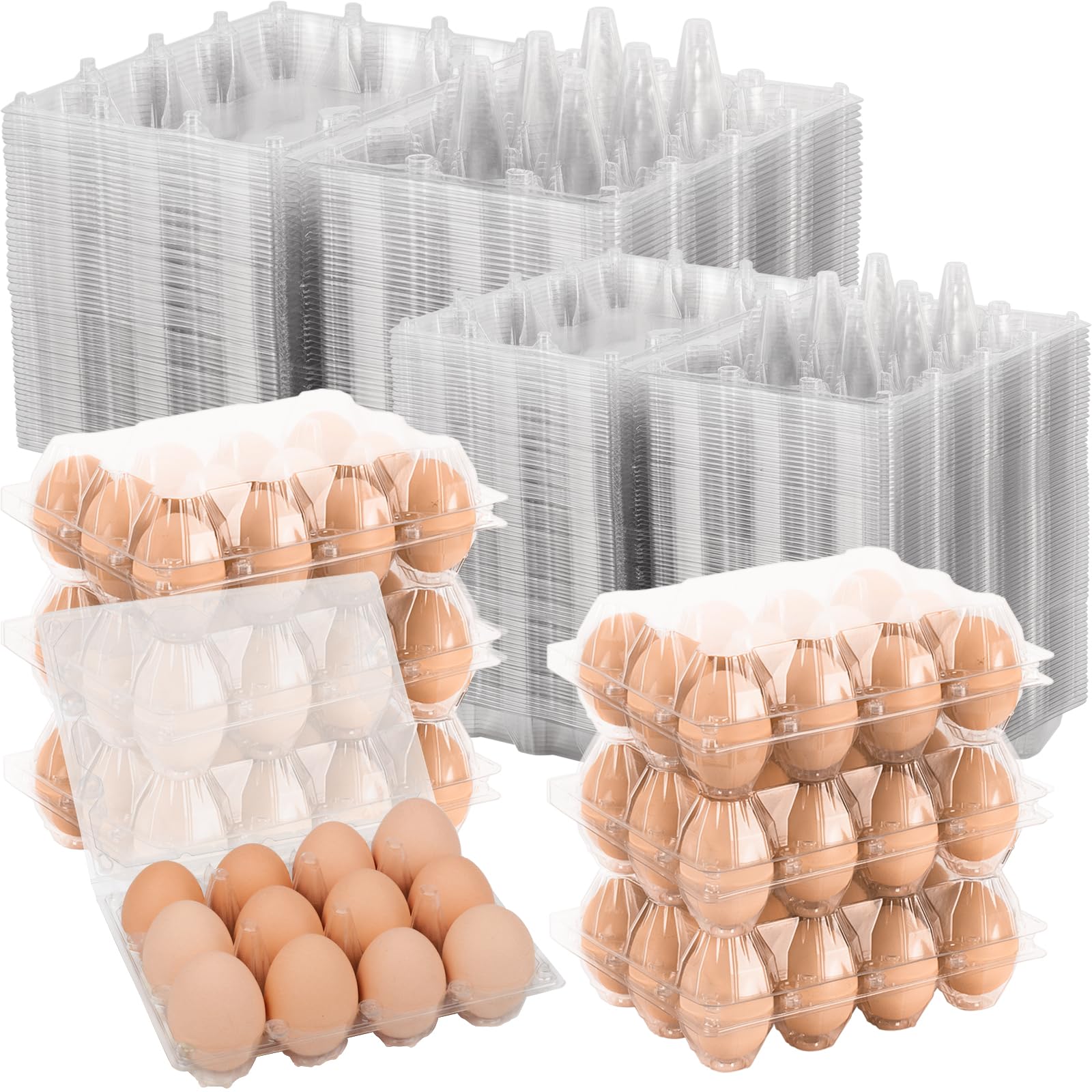 Photo 1 of 100 Pack Clear Plastic Egg Cartons, Reusable Stackable Egg Containers for Farm, Market & Fridge Storage, 3×4 Grid