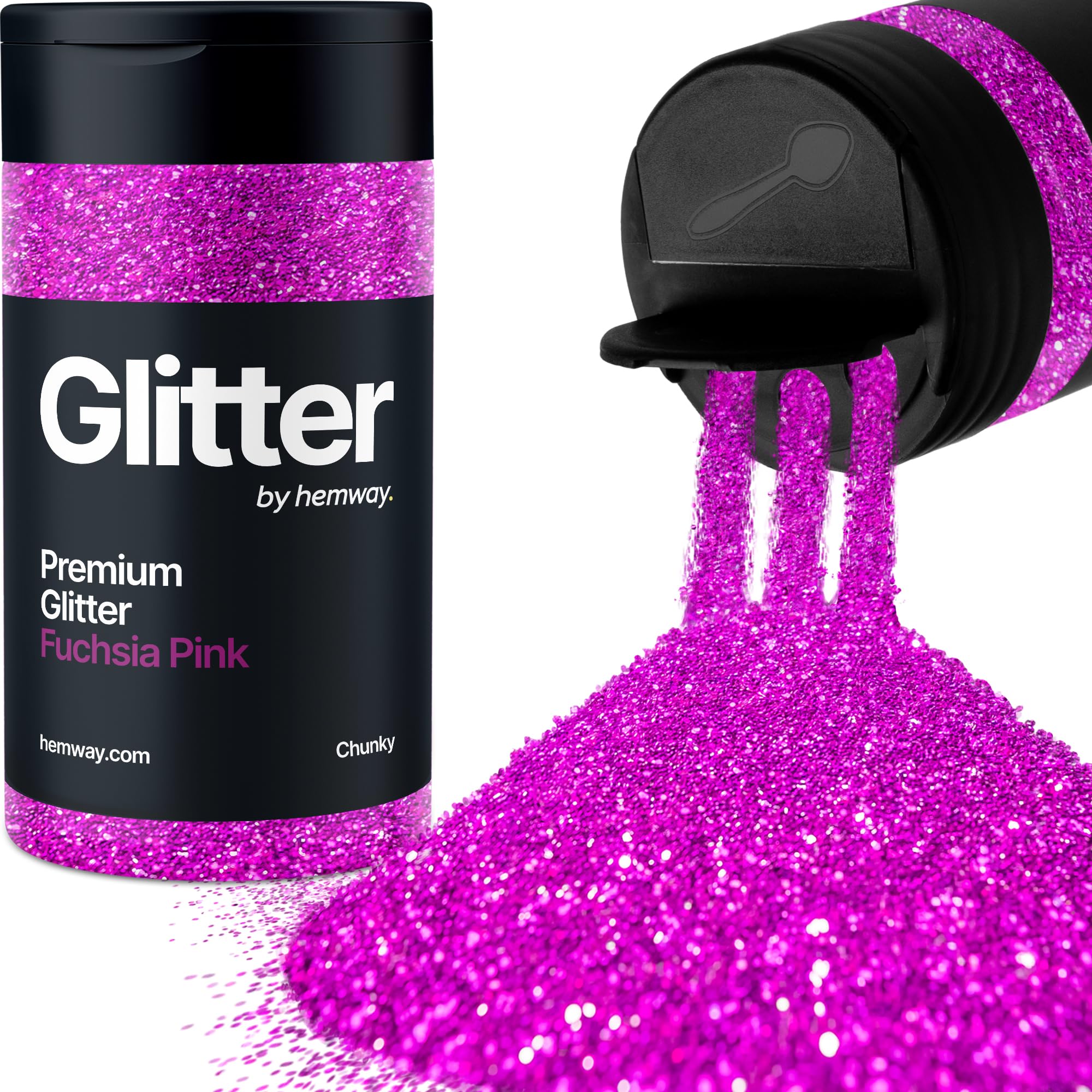 Fuchsia Pink Glitter Shaker, 130g Chunky Glitter, Crafts 1/40" Metallic Flake Fuchsia Pink Sequins, Resin & Epoxy Crafts, Decorating, Halloween, Christmas Nail, Face, Hemway — image 1