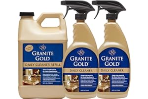 Granite Gold Daily Cleaner Spray Streak-Free Cleaning for Granite, Marble, Travertine, Quartz, Natural Stone Countertops, and Floors, 1 x 64 Fl. Oz. & 2 x 24 Fl. Oz., 3-Pack