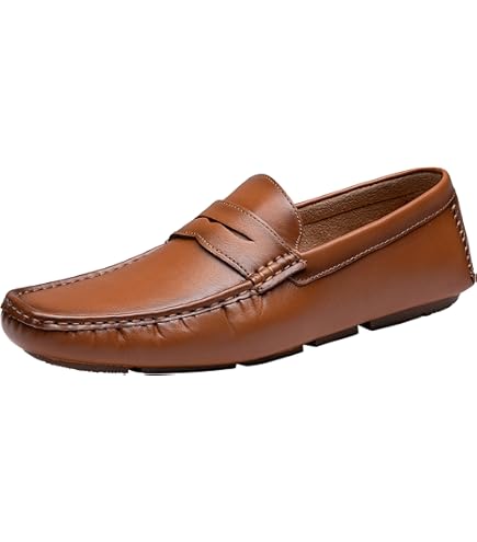 DCZTELG Men\'s Brown Rubber Suede Penny Loafer Slip On Llightweight Casual Shoes DCZTELG Men main image 4