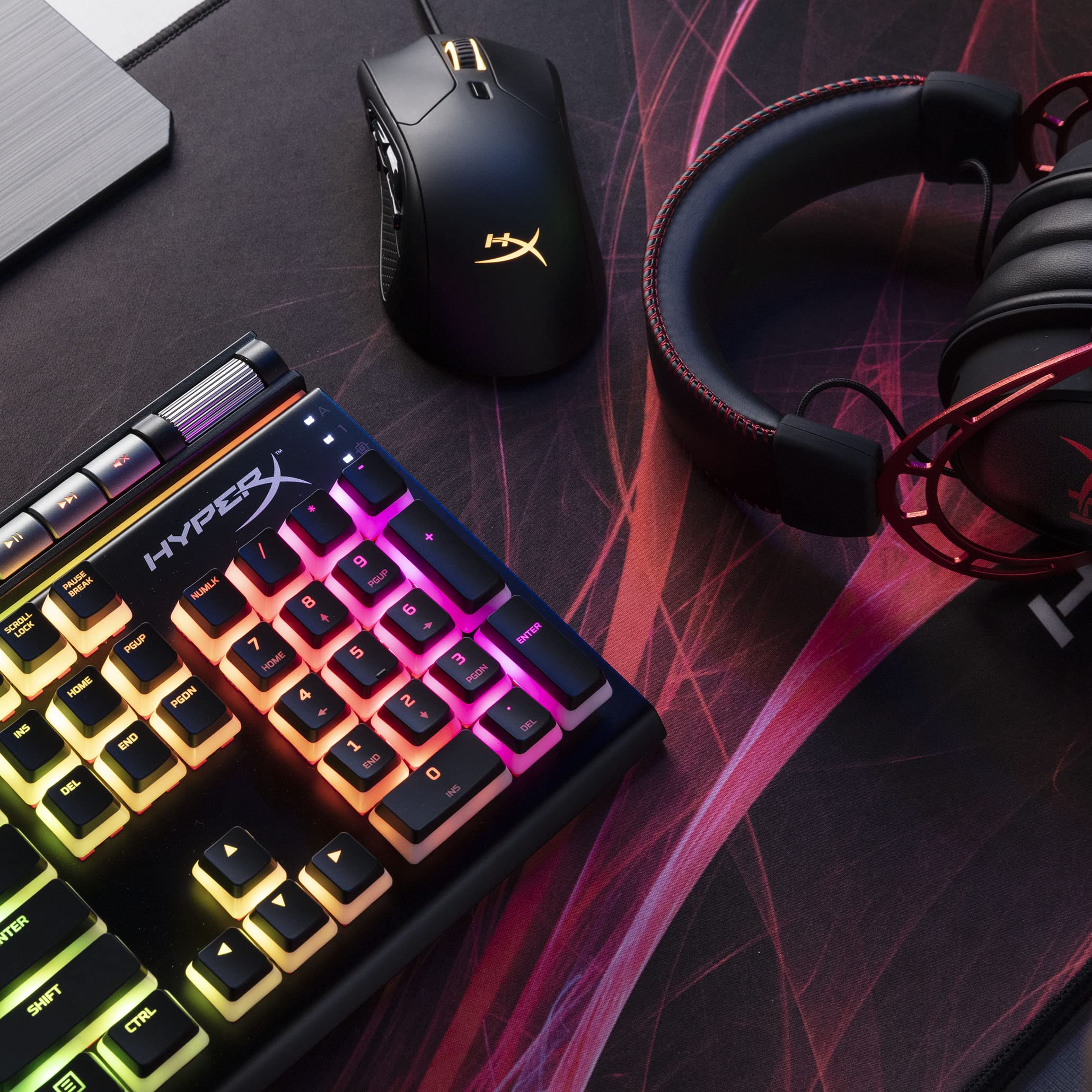 HyperX Alloy Elite 2 – Mechanical Gaming Keyboard, Software-Controlled Light & Macro Customization, ABS Pudding Keycaps, Media Controls, RGB LED Backlit, Linear Switch, HyperX Red,Black