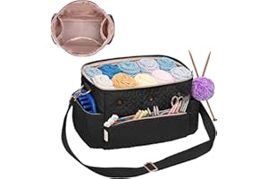 KARSYON Crochet Bag Storage Organizer For Knitting & Crocheting Accessories - Black