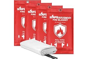 Safewayfire Emergency Fire Blanket - 4 Pack - Fiberglass Fire Blanket for Home, 39.4'' x 39.4'' Fire Suppression Blanket for Kitchen