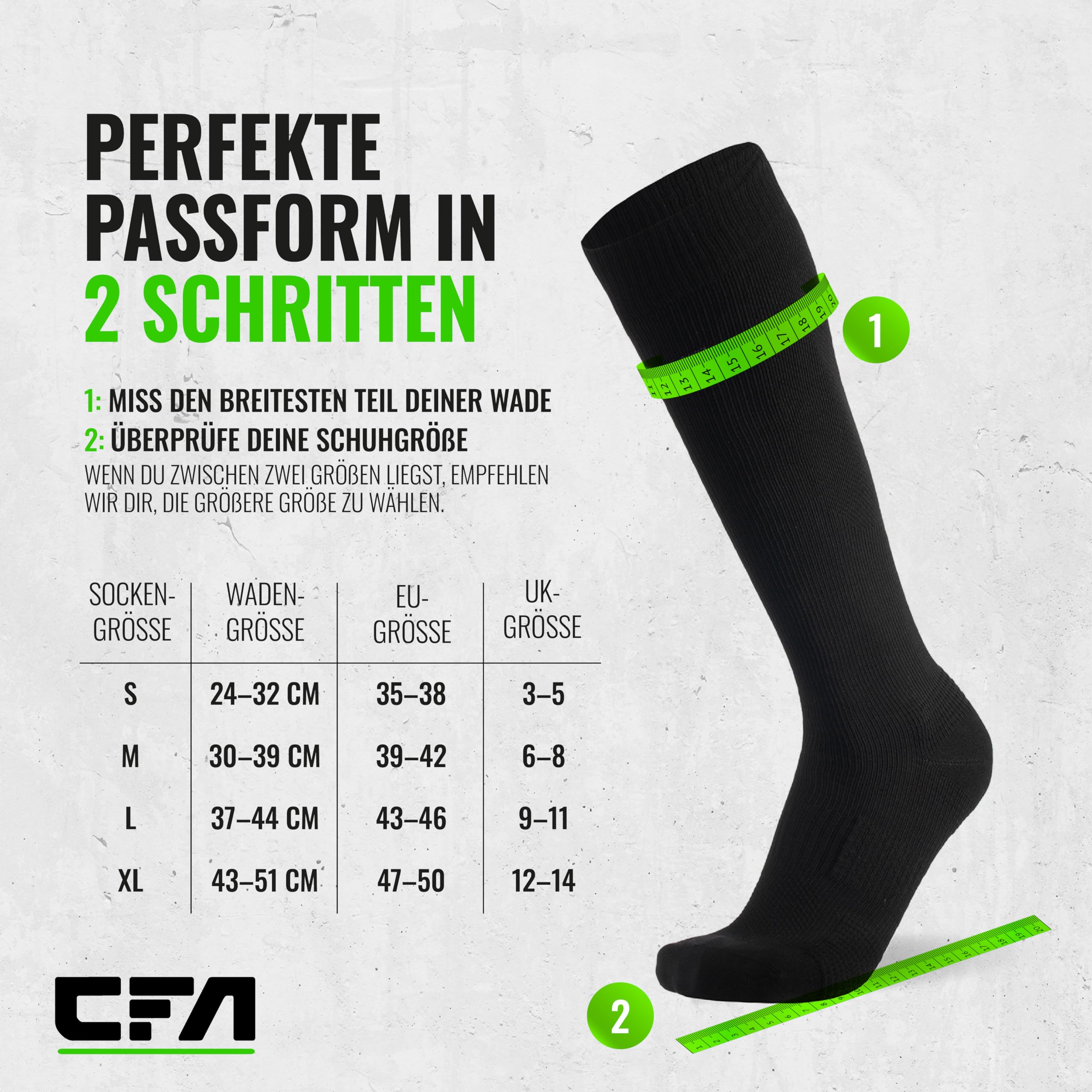 CFA V1 | 2x Paar | Kompressionsstrümpfe Damen & Herren | Ideal fürs Laufen, Fitnessstudio, Radfahren, Muskelerholung oder Workouts - Kompressionsstrümpfe Herren & Damen | Nachhaltige Dänisches Design 7