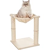 Âé¶¹Çø Basics Cat Tower - Indoor Cat & Kittens Hammock Tower with Scratching Posts and Dangling Ball, (19.7"H) - Beige