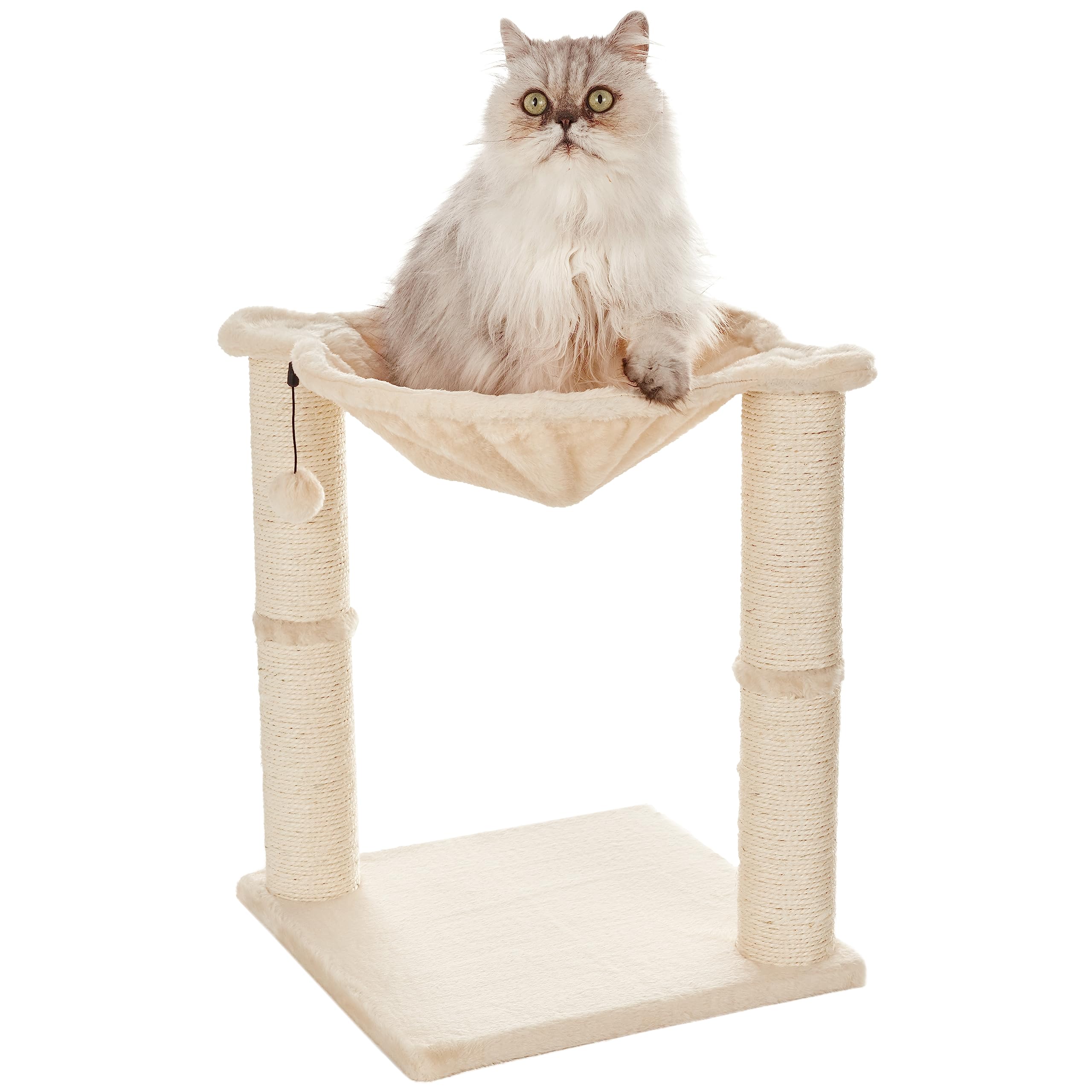 Photo 1 of (PARTIAL SET) Amazon Basics Cat Condo Tower with Hammock Bed and Scratching Post,Easy to Assemble,Plush Hammock,Interactive Hanging Ball,Durable Sisal Scratch Posts for Indoor Cats, 15.8 x 15.8 x 19.7 Inches, Beige