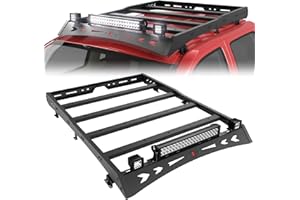 LONGSUN Roof Rack for Tacoma Roof Rack Crew Cab 4 Door Cargo Carrier Heavy Duty Top Roof Basket Rack Extension with 2 X 18W LED Lights and 1 X 144W Light Bar Fit for Toyota Tacoma 2005-2023