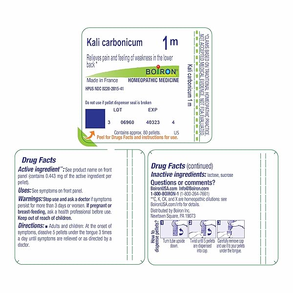 BOIRON KALI CARBONICUM 1M FOR PAIN & WEAKNESS IN THE LOWER BACK – 80 PELLETS