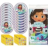 Celebrate with Gabby's Dollhouse Party Supplies Bundle - 2x Dinner Plates (8ct), 1x Tablecloth, 1x Luncheon Napkins (16ct) - 