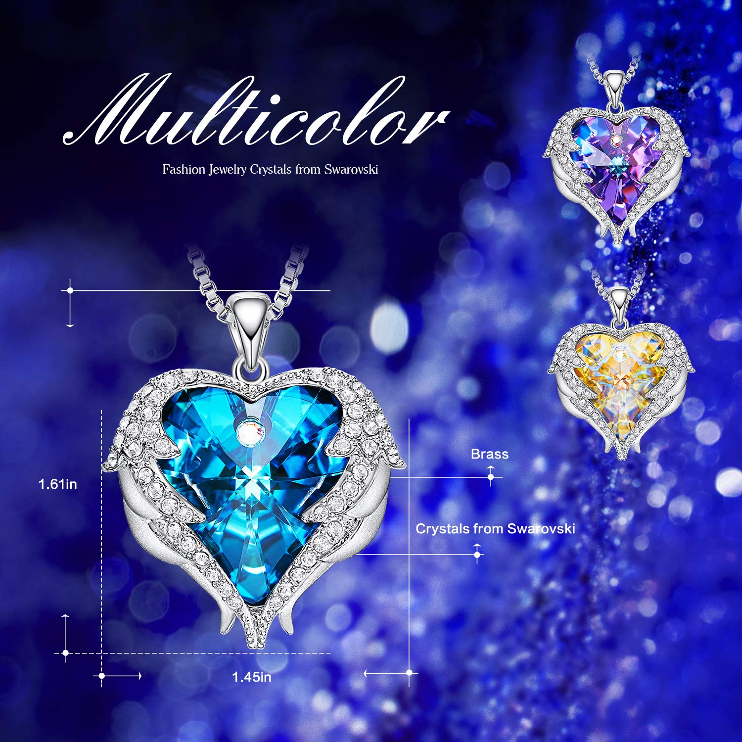 CDE Angel Wing Mothers Day Necklaces for Women Embellished with Crystals from Swarovski Pendant Necklace Heart of Ocean Jewelry Gift for Mom