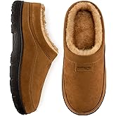 HomeTop Men's Moccasin Slippers Soft Warm Non-slip Memory Foam Indoor House Shoes with Fluffy Lining