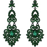 Flyonce Bridal Crystal Vintage Style Art Deco Chandelier Dangle Earrings for Women, Wedding Jewelry