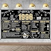 Large 30th Birthday Banner Backdrop Decorations for Men Women, Black Gold Back in 1996 Happy 30 Bday Sign Party Supplies, Thirty Birthday Photo Background Decor for Outdoor Indoor