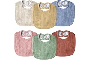 Wrrernsin Muslin Baby Bibs for Unisex Boys Girls, Cotton Drool Bibs, Adjustable Newborn Bibs for Drooling and Teething