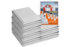YEEGEELL 12 Packs Emergency Blanket Mylar, Survival Supplies Thermal Blankets, Reusable Mylar Space Blankets, for Bug Out Bag, Hiking, Camping Survival，Marathons or First Aid 1 (Silver, 83" L x 63" W)