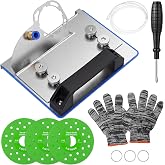 Lothee Tile Chamfer Tool 45 Angle Grinder Compatible with 100 Type, Silver | Holder for Ceramic Stone Cutting, Includes 3 Discs Gloves Screwdriver, Precision Cutter for Tile Edge Finishing Projects