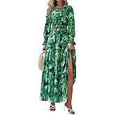 PRETTYGARDEN Women's Floral Maxi Dress 2026 Fall Long Sleeve V Neck A Line Long Flowy Spring Party Boho Dresses
