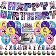 44Pcs KPop De_mon Girl Birthday Party Decorations Set - Korean Hunters Movie Anime Music Idol Huntrix Band Supplies Include B