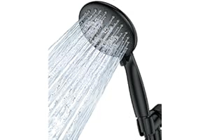 JDO Shower Head with Handheld, 6 Spray Settings High Pressure Hand Held Shower Head, 4.3" High Flow Rain Showerhead Set with Extra Long 59" Stainless Steel Hose and Adjustable Bracket(Matte Black)