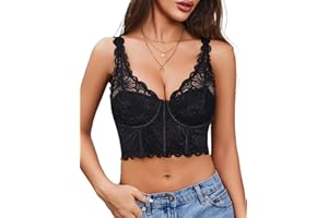 Avidlove Bralettes for Women Lace Underwire Corset Tops V Neck Push Up Bustier with Buckle Party Club Top No Padded
