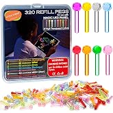 Ayidawedo 320Pcs Pegs Refill for Light Brite，Light Bright Glow Pegs 8 Colors with Excellent Clear, LED Light Up Board Toy Replacement Peg for Kids Aged 3 +