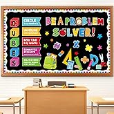 Pajean Math Bulletin Board Mathematics Cubes Classroom Decor | Math Bulletin Board Mathematics Cubes Classroom Decor Be a Problem Solver Colorful Cutout Window Door Wall Teacher Supplies