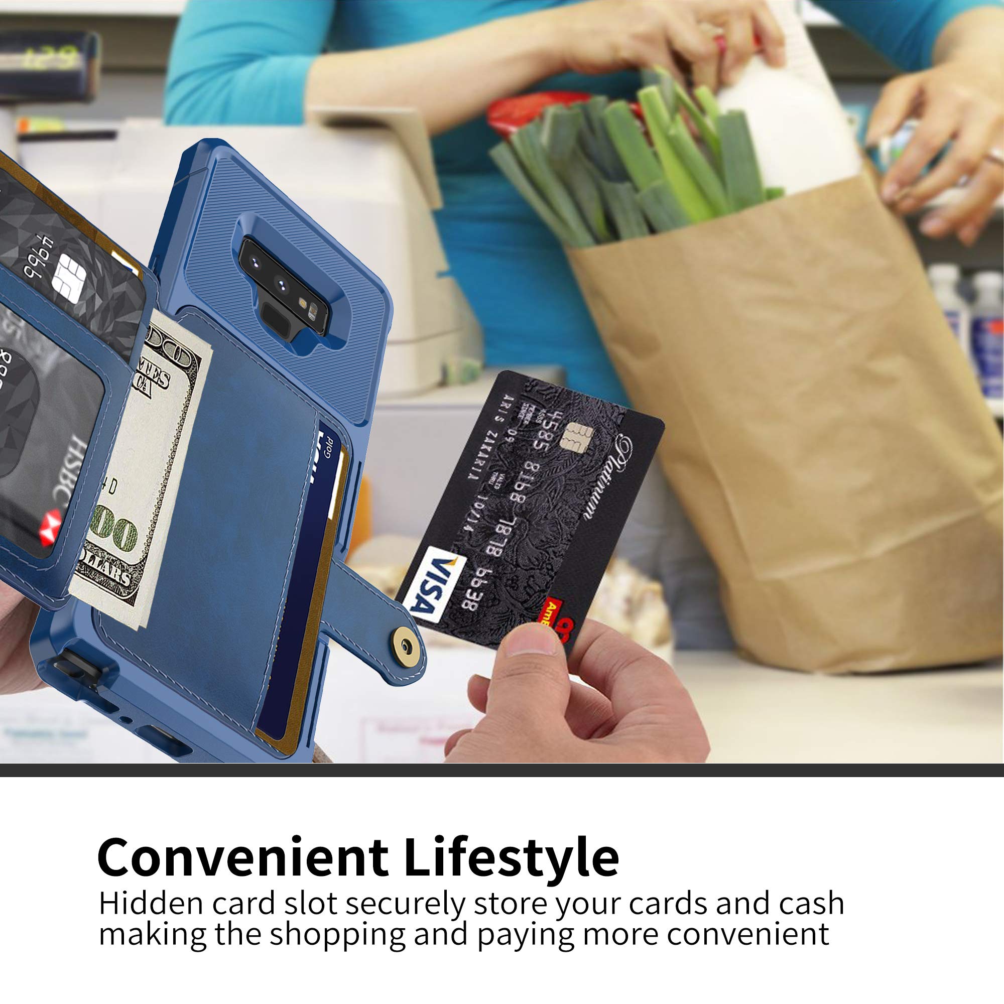 Galaxy Note 9 Wallet Case, Sumsung Note 9 Flip Leather Kickstand Fit Magnetic Wireless Car Charger Mount Slim Durable Shockproof Protective Card Slots Holder Case Cover (Red)