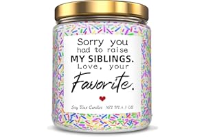 Jumway Candle Gifts for Mom Dad Parents - Sorry You Had to Raise My Siblings, Love, Your Favorite - Humor Father's Day Mother's Day Gifts for Mom Dad Parents Soy Wax Candle 6.3oz