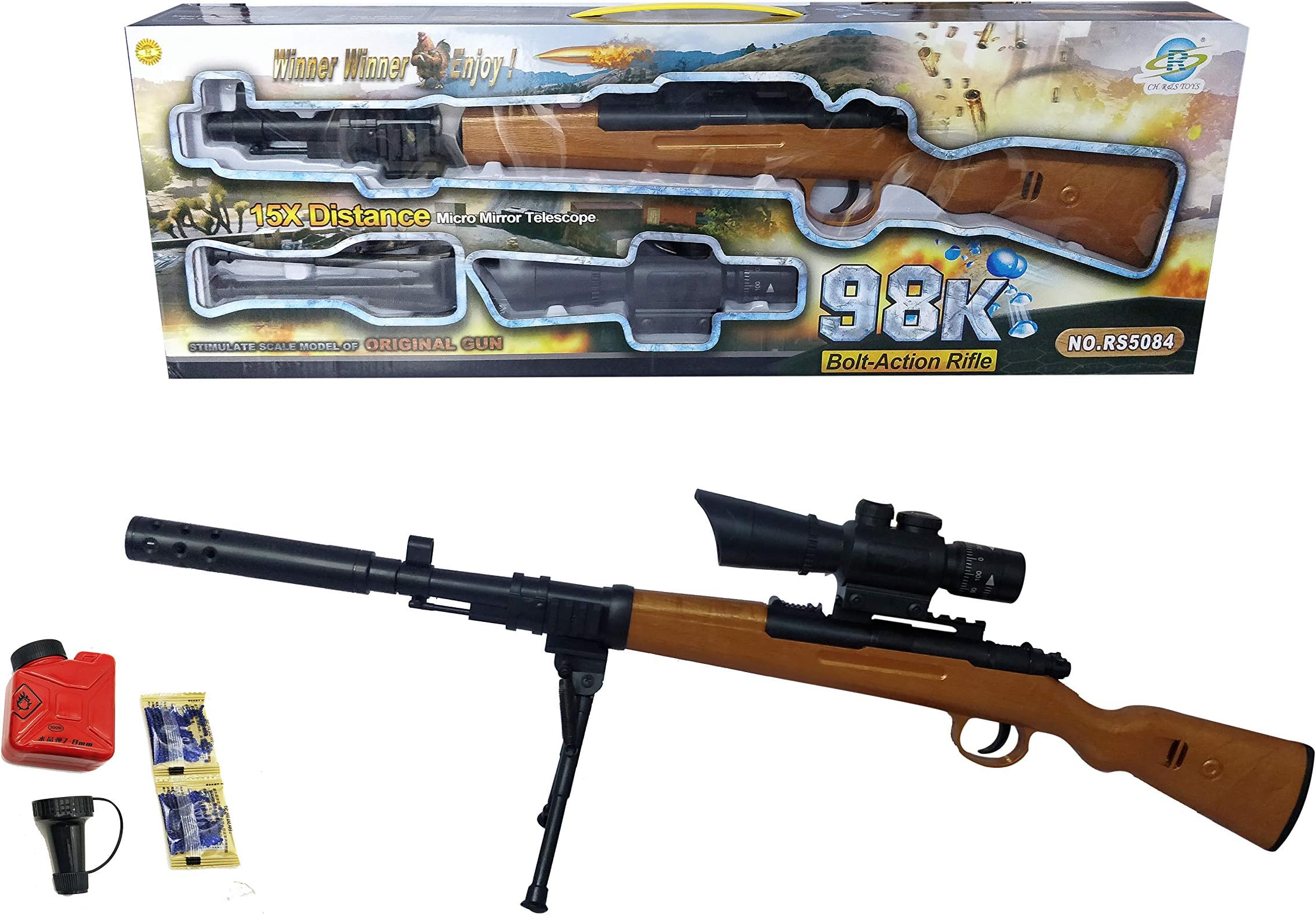 Emob High Power Stimulate Scale Model Bolt-Action Water Crystal Jelly Ball Gun with Micro Mirror Telescope (98k)