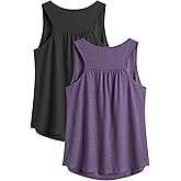 PINSPARK Workout Tops for Women Racerback Tank Tops Sleeveless Athletic Running Shirts Lightweight Yoga Gym Tank,2 Pack S-3XL