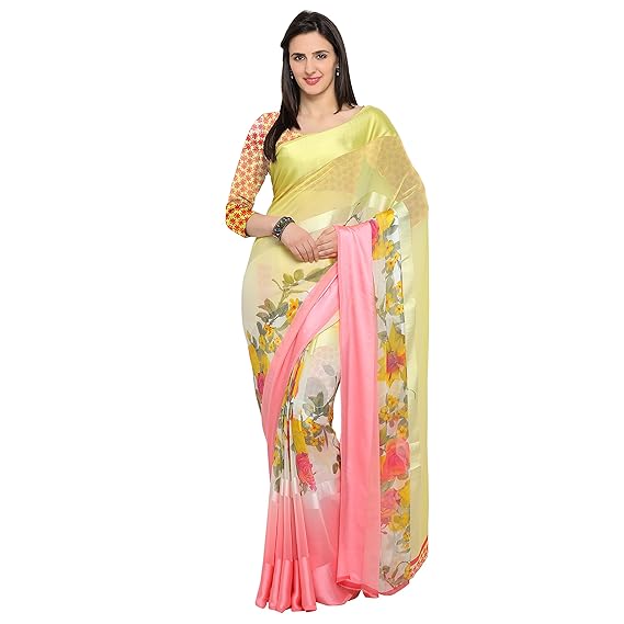 Oomph! Womens Georgette Saree with Blouse Piece