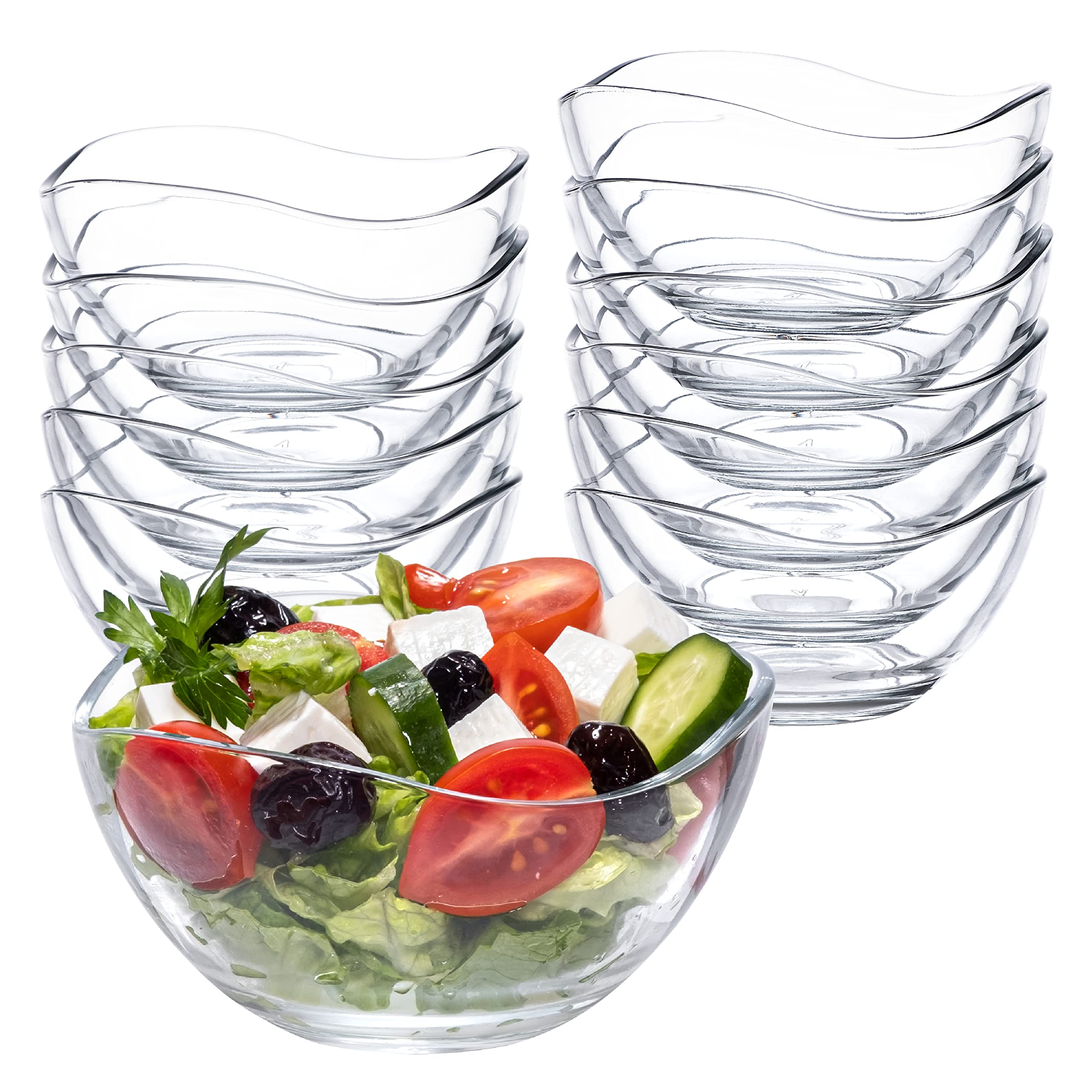 spar-home® Stackable Small Glass Salad Bowl Set of 6 7 oz – Glass Containers as Cereal Bowl Dessert Bowls Glass Bowl Set Fruit Bowl