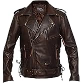 Brando Distressed Brown Retro Vintage Cowhide Leather Jacket