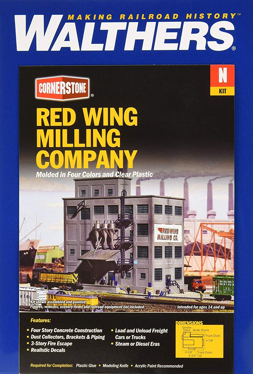 Walthers, Inc. Red Wing Milling Co. Kit, 6-5/8 X 4-7/8" 16.5 x 12cm