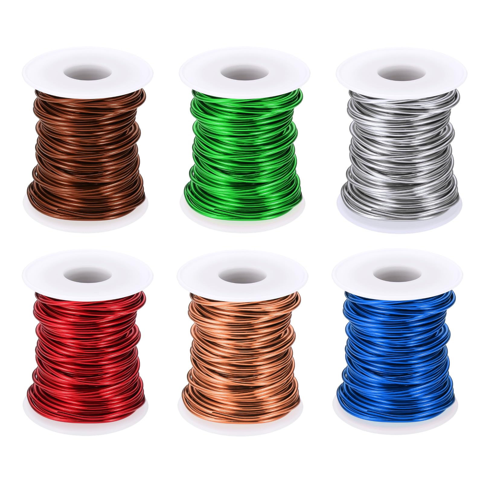 PATIKIL 12 Gauge 2 mm Aluminum Craft Wire, 49.2 Ft Metal Wire 6 Roll Armature Bendable Wire for Jewelry Making Metal Wrap DIY, Rose Gold/Silver/Bronze/Red/Sapphire Blue/Green
