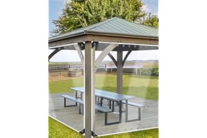 Erfolkerz 8'H x10'W Outdoor Vinyl Curtain 19oz Thicked Clear Tarps, Vinyl Patio Enclosure,Clear Outdoor Curtains Heavy Duty Waterproof Transparent Tarp with Grommets for Patio Gazebo Balcony Pergola