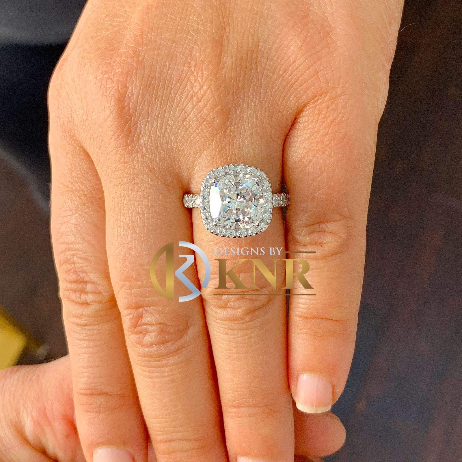 Huge Cushion And Round Cut Sterling Silver .925 Round Cut Simulated Diamond Engagement Ring Halo, Bridal, Wedding, Halo, Anniversary, 5.50ct