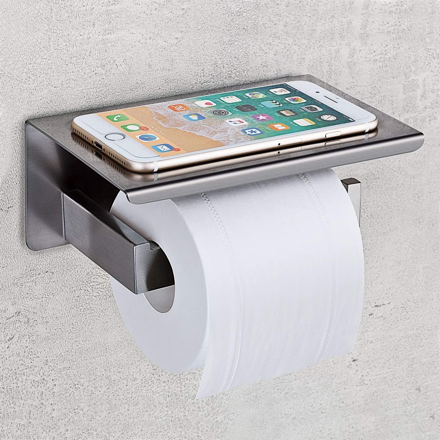 Amazon Com Nolimas Brushed Nickel Toilet Paper Holder With Shelf