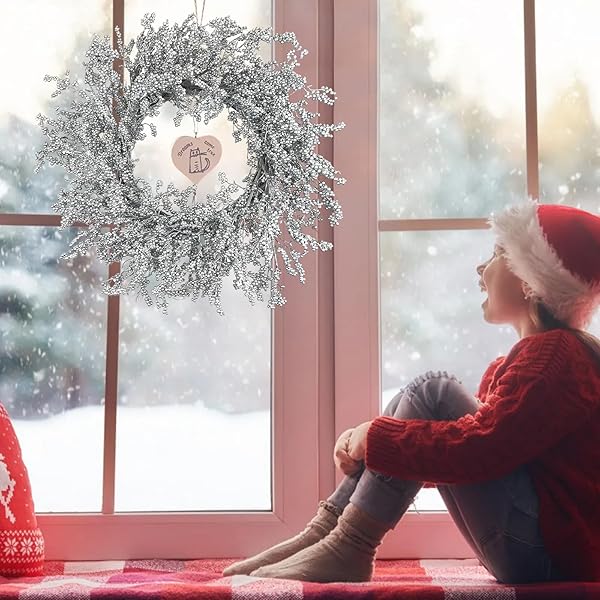 26 INCH WINTER FRONT DOOR WREATH SILVER BERRY WREATH WINTER CHRISTMAS WREATH WITH SILVER METALLIC BERRY ON FARMHOUSE GRAPEVINE FOR FESTIVAL CELEBRATION FRONT DOOR WALL WINDOW DECORATION HOME DÉCOR