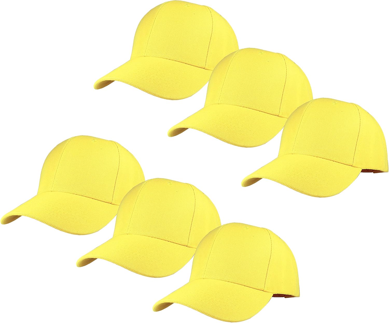 Gelante Plain Blank Baseball Caps Adjustable Back Strap Wholesale Lot 6 Pack (Yellow) at  Men’s Clothing store