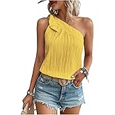 Milumia Women's Swiss Dots One Shoulder Top Casual Knot Sleeveless Blouse Tank Tops