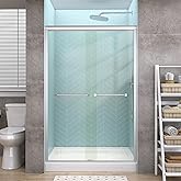GETPRO Shower Door Sliding 44-48 in. W x 72 in. H Semi-Frameless Bypasss Double Sliding Doors for Shower,1/4 inch Clear Tempe