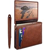 Housmai Wallet for Men Wallet with Cash Pocket 2 ID Window 13 Cards,Slim Leather Wallet Front Pocket Card Holder RFID Blocking with Gift Box