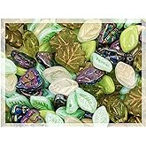 1.4oz (40g) Summer Mix of Small Czech Glass Leaf Beads, Hand Made Set Kit, Leaves 01