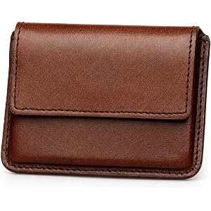 ECOCRAFT Mens Card Holder Wallet, Full Grain Aniline Leather Card Holder Wallet for Men with Magnetic Flap, Slim Front Pocket