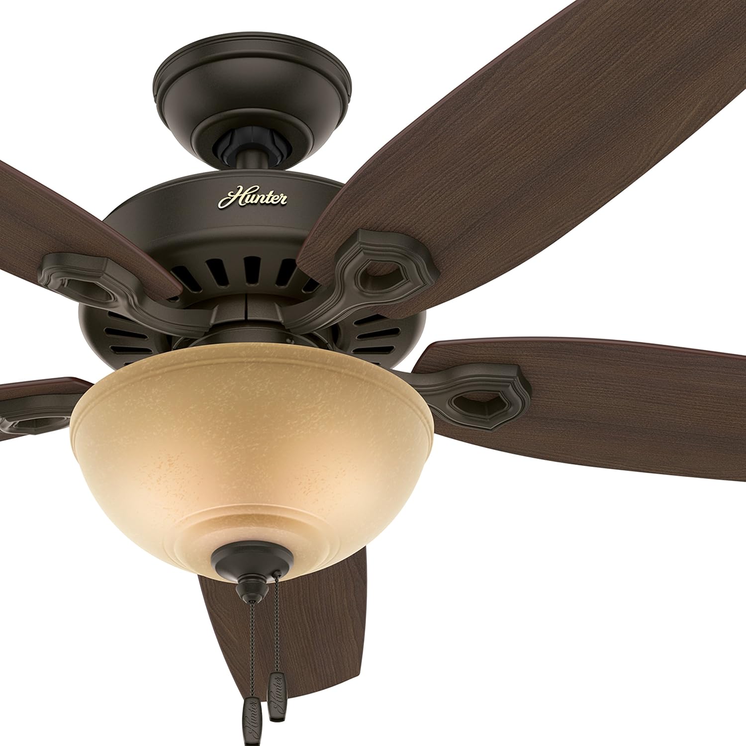 Hunter Fan 52in Traditional Brushed Nickel Ceiling Fan with Cased White
