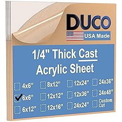 Duco Clear Cast Acrylic Sheets 1/4 Inch Thick 6" X