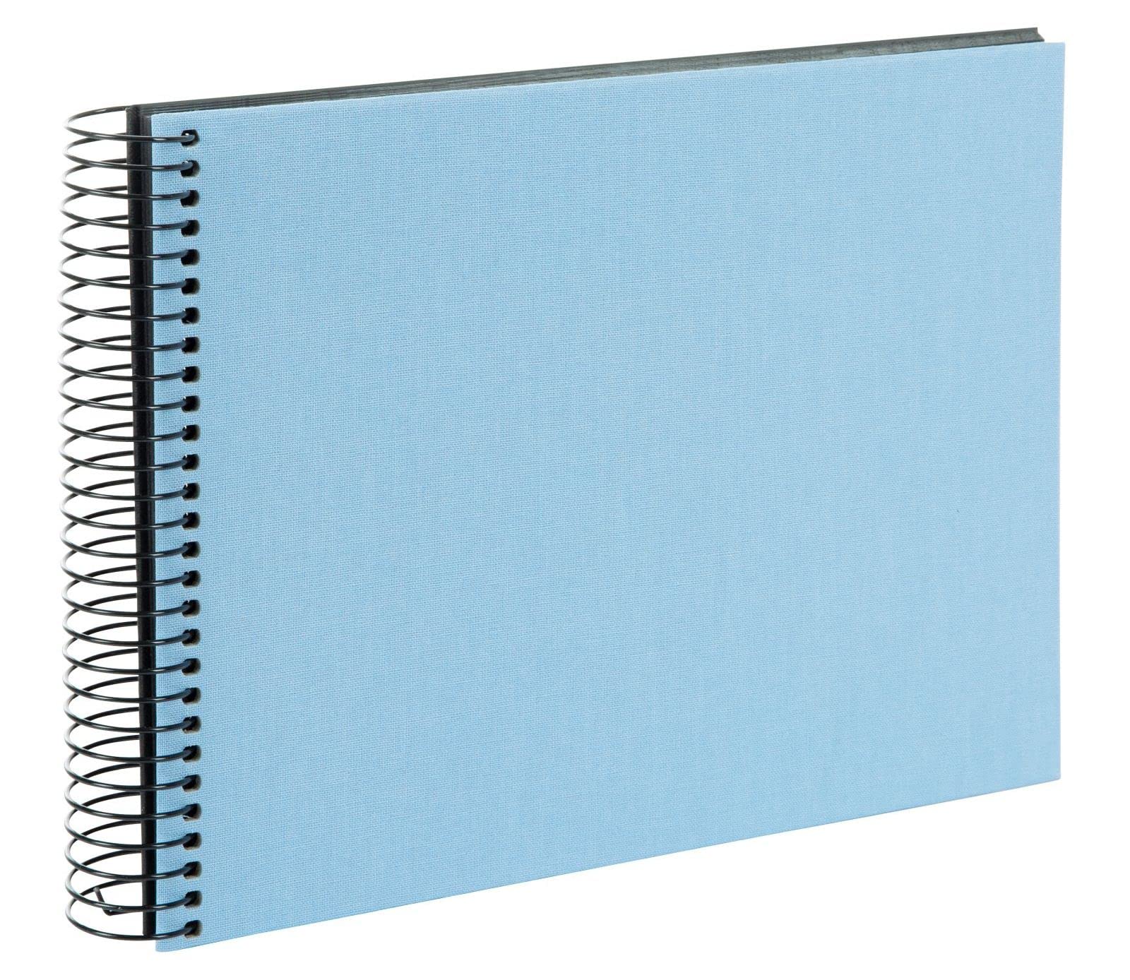 goldbuch Bella Vista 20 929 Spiral Album, Sky Blue, Photo Book 24 x 17 x 2.8 cm, Photo Album 40 Black Pages, Canvas Photo Book Cover, Photo Album for 40 Photos, Spiral Bound, Blue