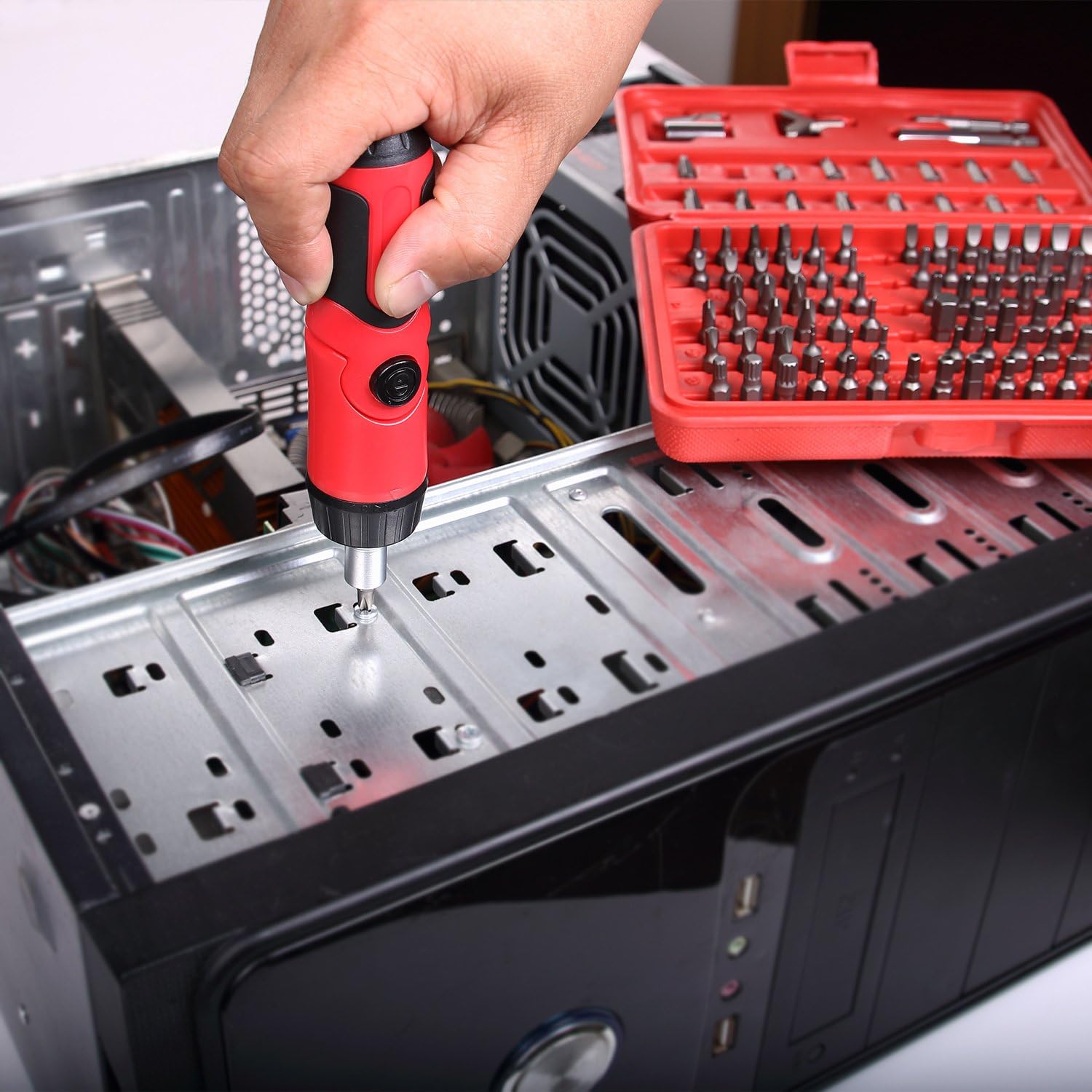 Best Choice 101-Piece All Purpose Security Bit Set with Bonus Ratcheting Screwdriver, Chrome Vanadium Steel, Tamper Proof Design, ANSI Standard - - 