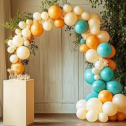 RUBFAC 129pcs Teal Blue Balloons Different Sizes 18